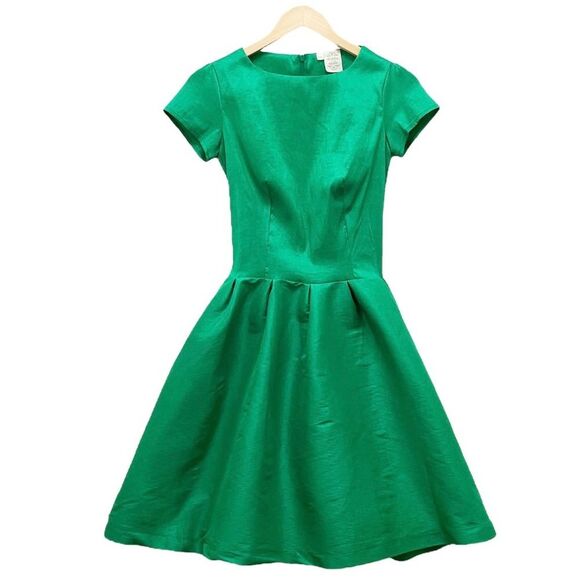Shabby Apple Kelly Green Taffeta Retro Fit & Flare Holiday Party Dress Size 2 - Picture 2 of 11